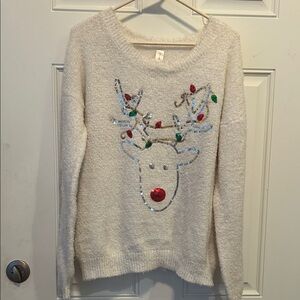 No Boundaries Cream Reindeer Sweater